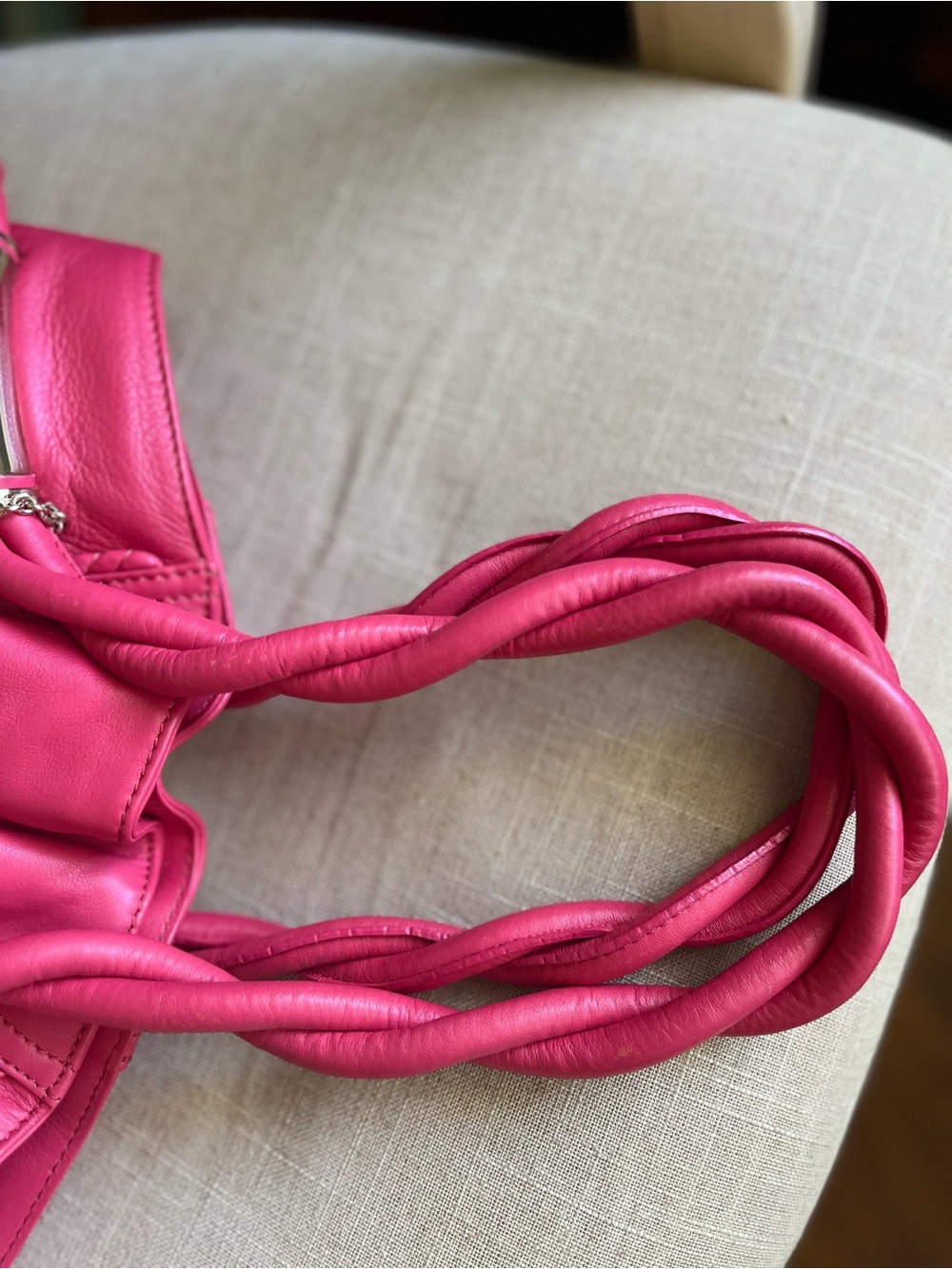 Like New Christian Louboutin Hot Pink Bag with Gold-Tone Charms. Comes with COA - Picture 13 of 14